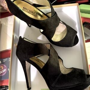 Michael Kors Black Stiletto Heels with Peep-Toe Design